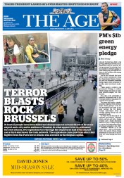 The Age (Australia) Newspaper Front Page for 23 March 2016