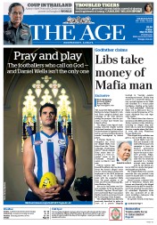 The Age (Australia) Newspaper Front Page for 23 May 2014