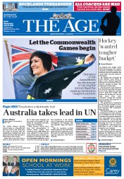 The Age (Australia) Newspaper Front Page for 23 July 2014