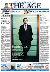 The Age (Australia) Newspaper Front Page for 23 August 2014
