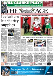 The Age (Australia) Newspaper Front Page for 24 December 2012