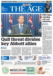 The Age (Australia) Newspaper Front Page for 24 February 2015