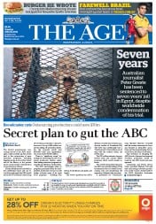 The Age (Australia) Newspaper Front Page for 24 June 2014