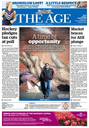 The Age (Australia) Newspaper Front Page for 24 August 2015