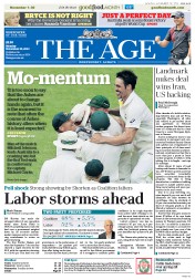The Age (Australia) Newspaper Front Page for 25 November 2013