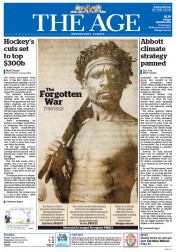 The Age (Australia) Newspaper Front Page for 25 April 2014