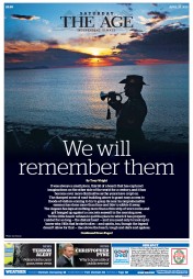 The Age (Australia) Newspaper Front Page for 25 April 2015