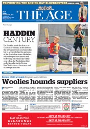 The Age (Australia) Newspaper Front Page for 26 December 2014