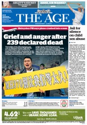 The Age (Australia) Newspaper Front Page for 26 March 2014