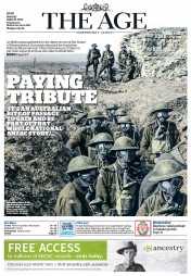 The Age (Australia) Newspaper Front Page for 26 April 2016