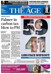 The Age (Australia) Newspaper Front Page for 26 June 2014