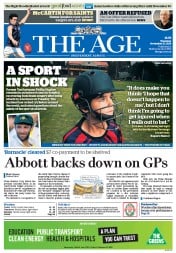 The Age (Australia) Newspaper Front Page for 27 November 2014