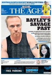 The Age (Australia) Newspaper Front Page for 27 March 2015