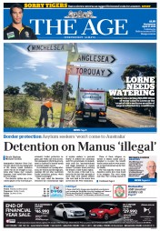 The Age (Australia) Newspaper Front Page for 27 April 2016