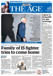 The Age (Australia) Newspaper Front Page for 27 May 2015