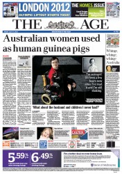 The Age (Australia) Newspaper Front Page for 27 July 2012