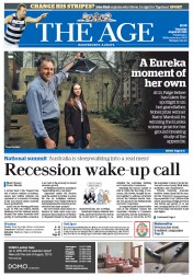 The Age (Australia) Newspaper Front Page for 27 August 2015