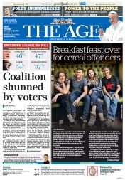The Age (Australia) Newspaper Front Page for 28 November 2013