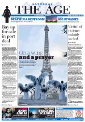 The Age (Australia) Newspaper Front Page for 28 November 2015