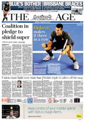 The Age (Australia) Newspaper Front Page for 28 January 2013