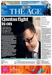 The Age (Australia) Newspaper Front Page for 28 February 2014