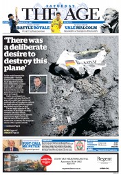 The Age (Australia) Newspaper Front Page for 28 March 2015