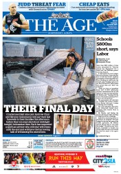 The Age (Australia) Newspaper Front Page for 28 April 2015