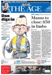 The Age (Australia) Newspaper Front Page for 28 April 2016