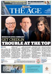 The Age (Australia) Newspaper Front Page for 29 January 2015