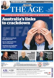 The Age (Australia) Newspaper Front Page for 29 May 2015