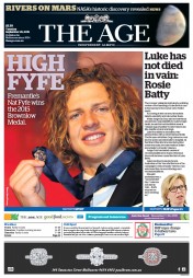 The Age (Australia) Newspaper Front Page for 29 September 2015