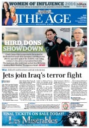 The Age (Australia) Newspaper Front Page for 2 October 2014