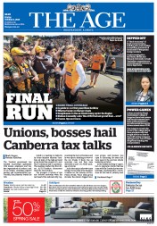 The Age (Australia) Newspaper Front Page for 2 October 2015