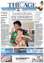 The Age (Australia) Newspaper Front Page for 2 May 2015