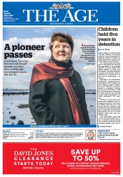 The Age (Australia) Newspaper Front Page for 2 June 2015