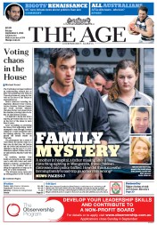 The Age (Australia) Newspaper Front Page for 2 September 2016