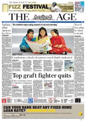 The Age (Australia) Newspaper Front Page for 30 October 2012