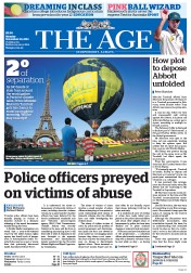 The Age (Australia) Newspaper Front Page for 30 November 2015