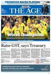 The Age (Australia) Newspaper Front Page for 30 March 2015