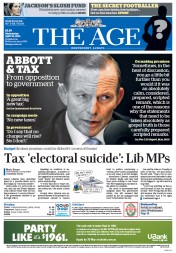 The Age (Australia) Newspaper Front Page for 30 April 2014