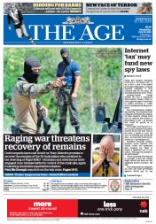 The Age (Australia) Newspaper Front Page for 30 July 2014