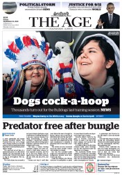 The Age (Australia) Newspaper Front Page for 30 September 2016