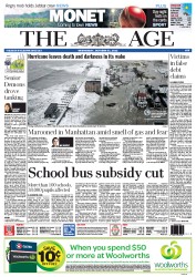 The Age (Australia) Newspaper Front Page for 31 October 2012