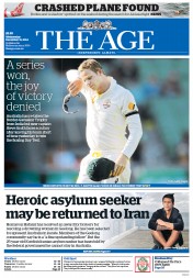 The Age (Australia) Newspaper Front Page for 31 December 2014