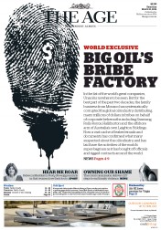 The Age (Australia) Newspaper Front Page for 31 March 2016