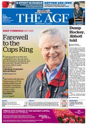 The Age (Australia) Newspaper Front Page for 31 August 2015