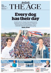 The Age (Australia) Newspaper Front Page for 3 October 2016