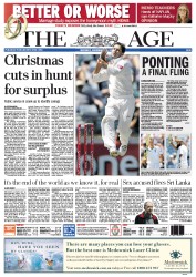 The Age (Australia) Newspaper Front Page for 3 December 2012