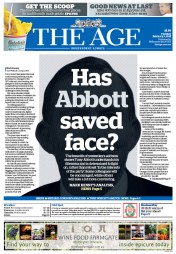 The Age (Australia) Newspaper Front Page for 3 February 2015
