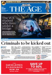 The Age (Australia) Newspaper Front Page for 3 June 2015